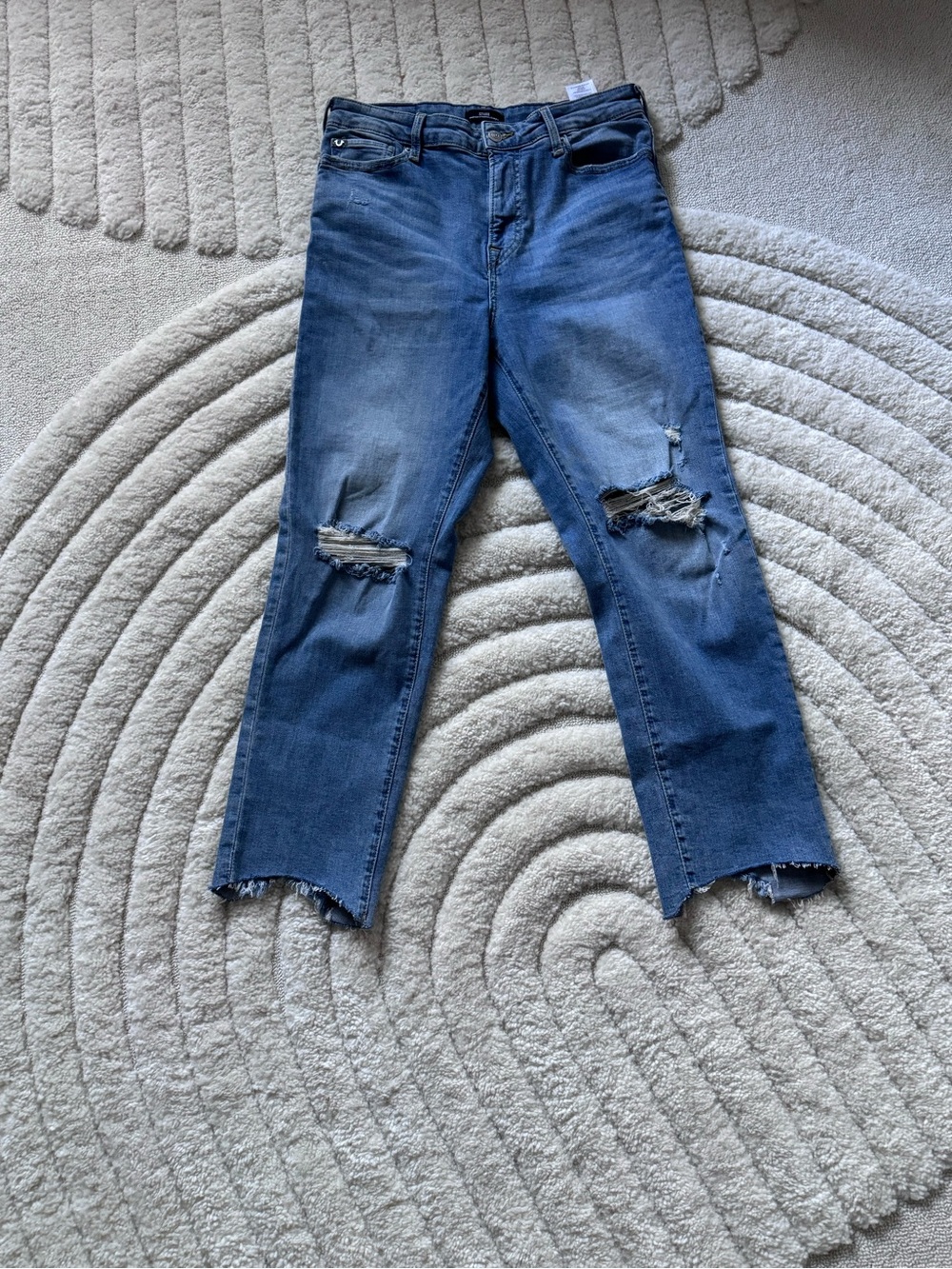 True Religion Distressed Straight-Leg Jeans in Blue Sz 31 NEW